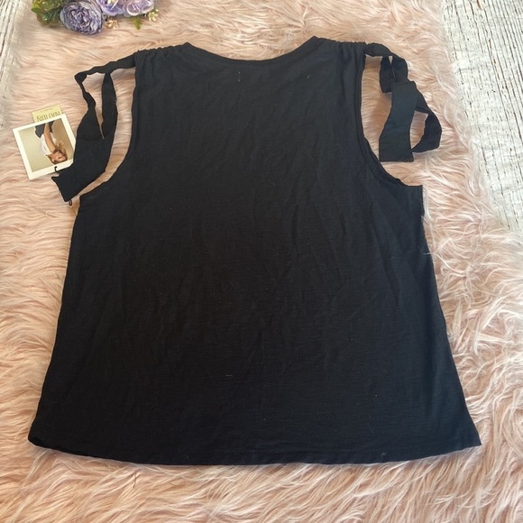 NWT Nation LTD Lark Muscle Tank with Voile Ties in Jet Black sz S - Picture 12 of 12